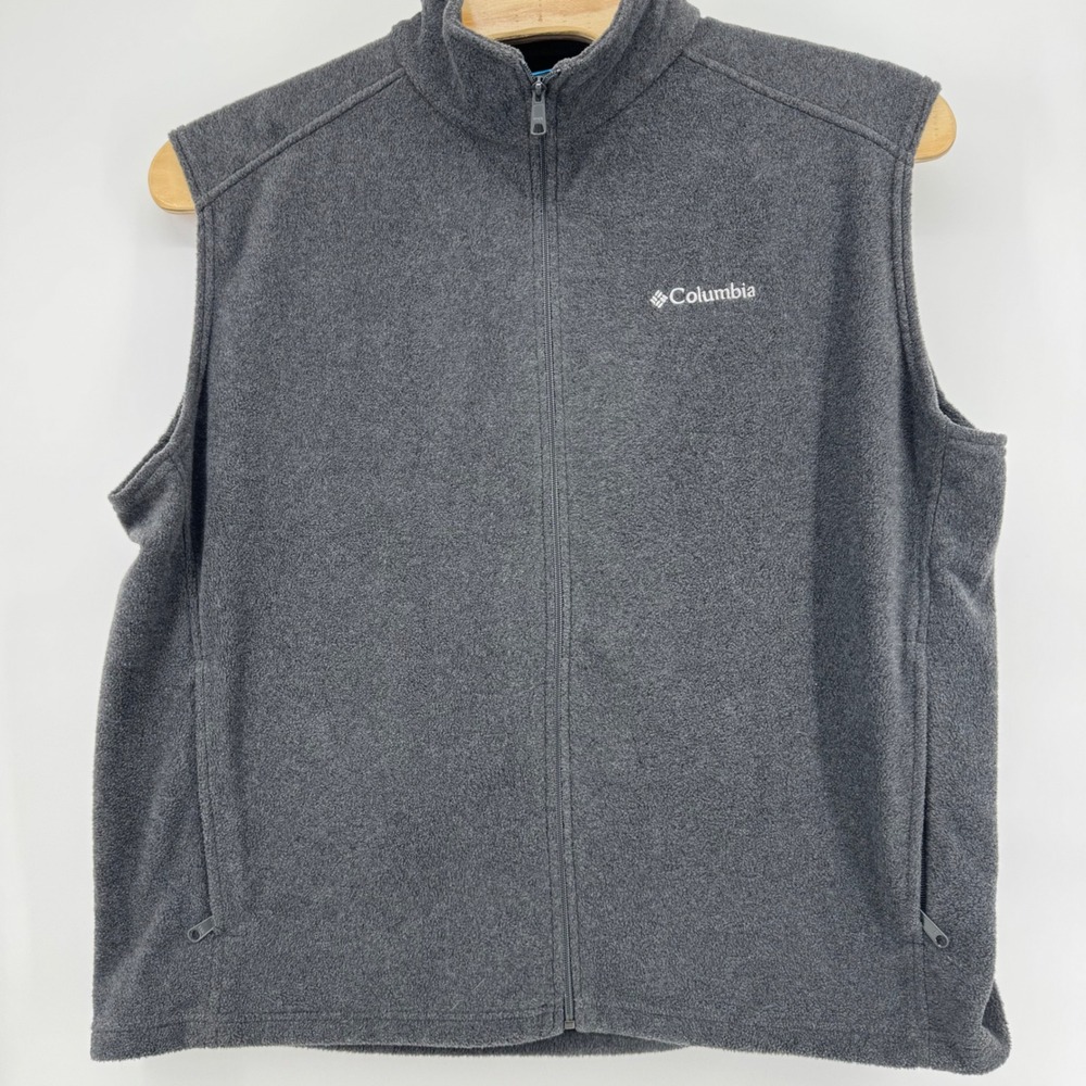 Columbia Mens XXL Charcoal‎ Gray Full Zip Fleece Vest Gorpcore Pockets Outdoor